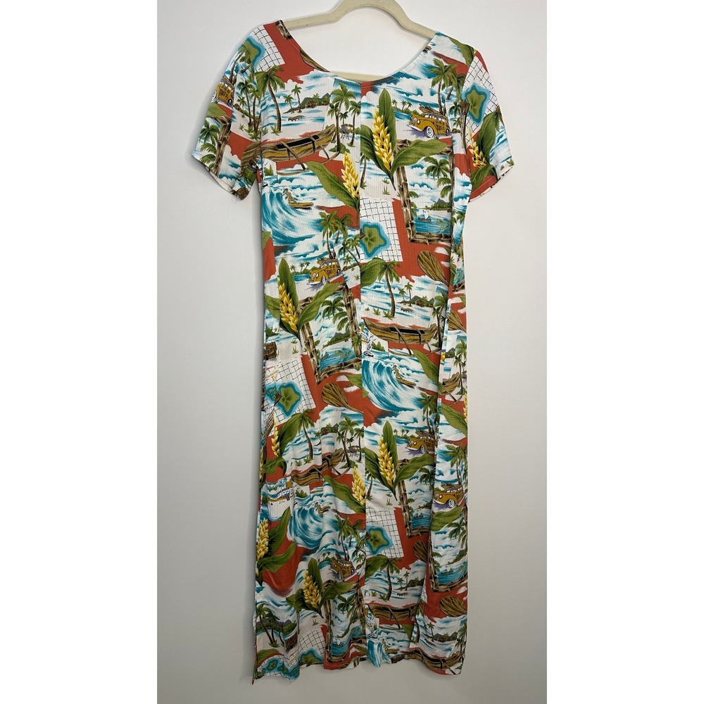 Hilo Hattie Hawaiian Tropical Beach Aloha Scenic Rayon Midi Dress Small Floral - Picture 9 of 12